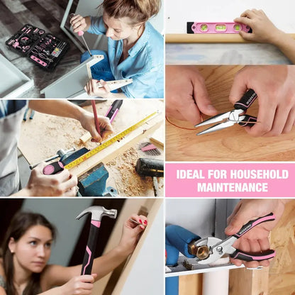 WORKPRO 20V Pink Cordless Drill Driver + 141-Piece Home Tool Kit  Pink Ribbon Bundle