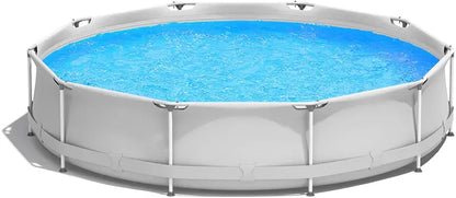 12-Foot Round Steel Frame Swimming Pool  Above-Ground Backyard Pool (30″ Depth)