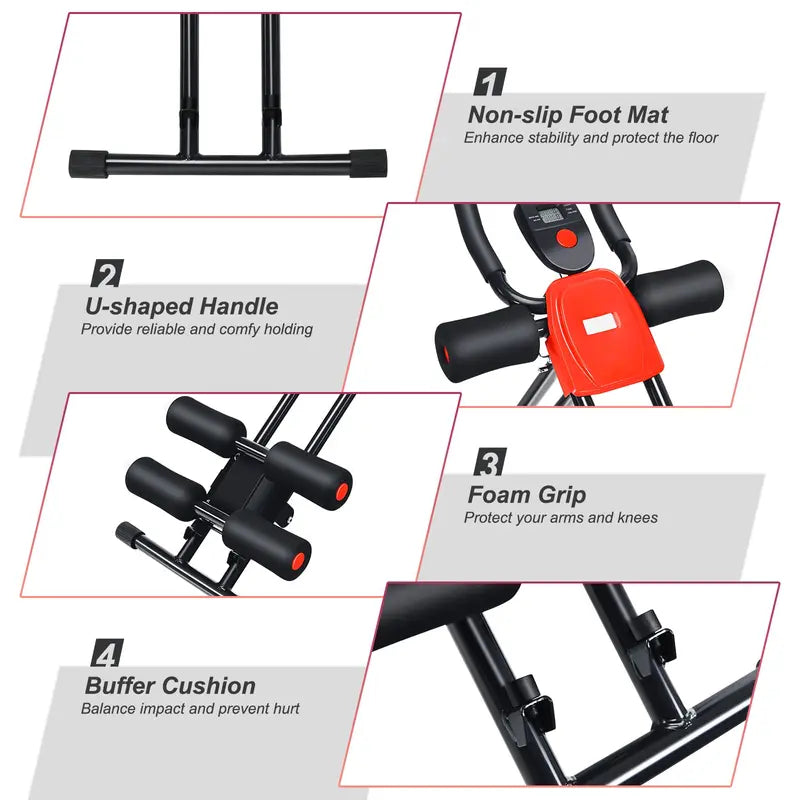 Foldable Abdominal Trainer with Three Resistance Levels for Core Strength and Stability Workouts