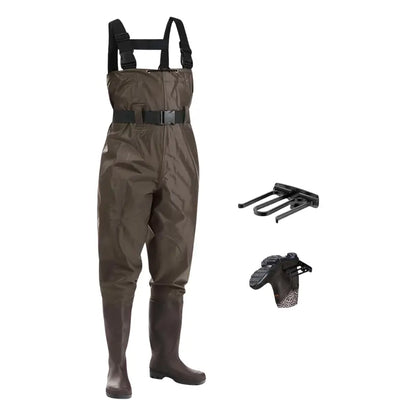 Lightweight Unisex Nylon Chest Waders with PVC Boot Construction