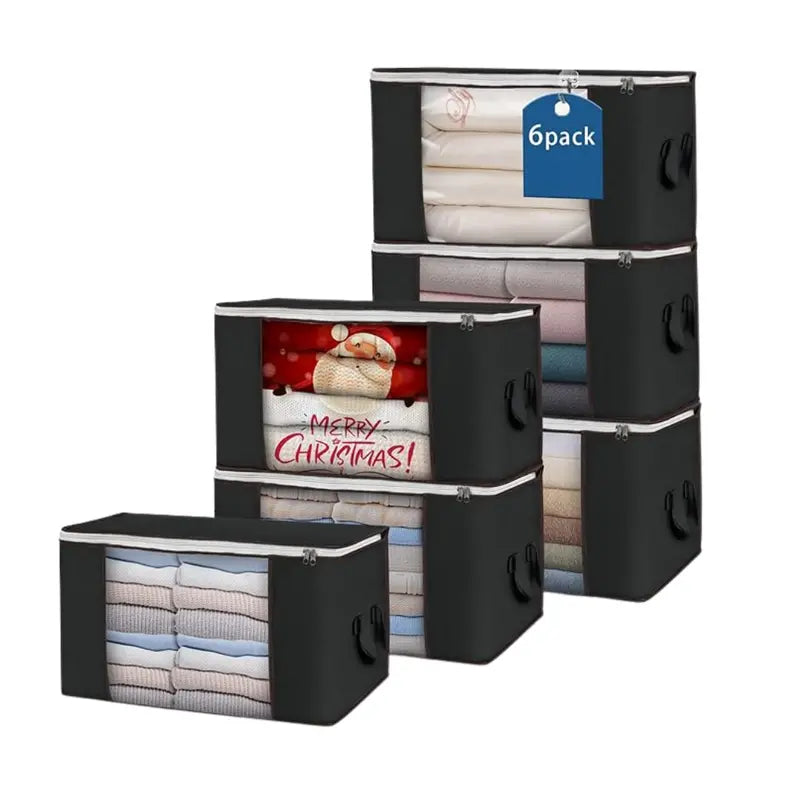 Large 90-Liter Foldable Fabric Storage Bags with Clear Window & Carry Handles