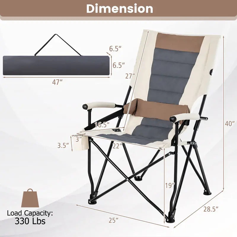Ergonomic Portable Camping Chair with Lumbar Support  Ideal for Beach, Hiking & Picnics