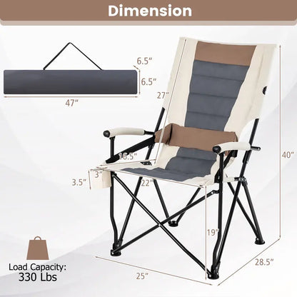 Ergonomic Portable Camping Chair with Lumbar Support  Ideal for Beach, Hiking & Picnics