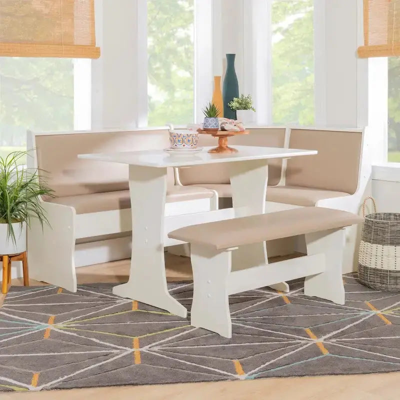 Sedley Farmhouse-Style Nook Dining Set  Compact Dining Ensemble with Integrated Storage Solutions