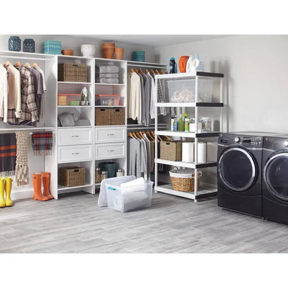 HDX 5-Tier Plastic Shelving Unit, 72″x36″x24″, 200 lbs Capacity, Gray