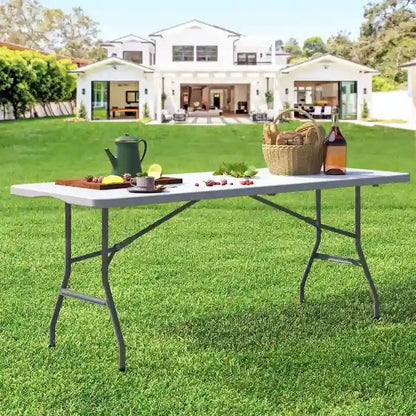 72-Inch Folding Picnic Table  Durable 4-Person Outdoor Table with Long Rectangular Design