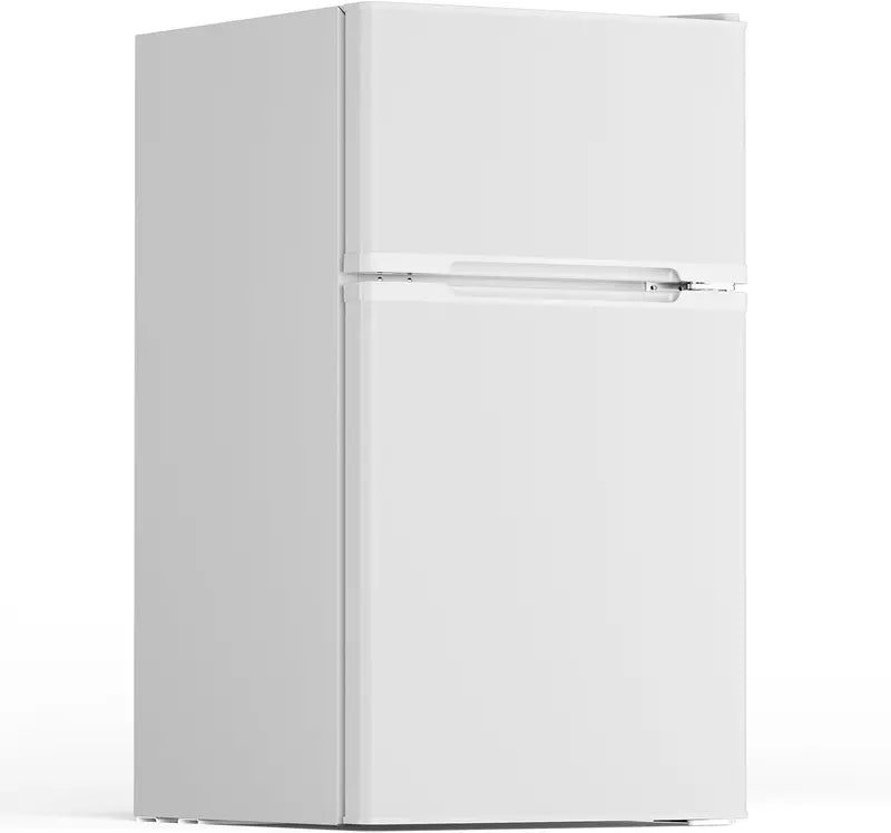 Electactic 3.1 Cu Ft Two-Door Mini Fridge  Adjustable Glass Shelves, Space-Saving Cooling