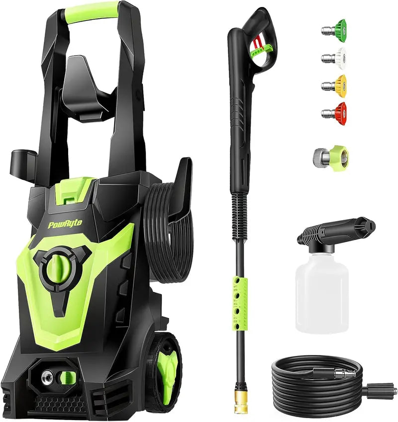 PowRyte Electric Pressure Washer, Foam Cannon, 4 Different Pressure Tips, Power Washer