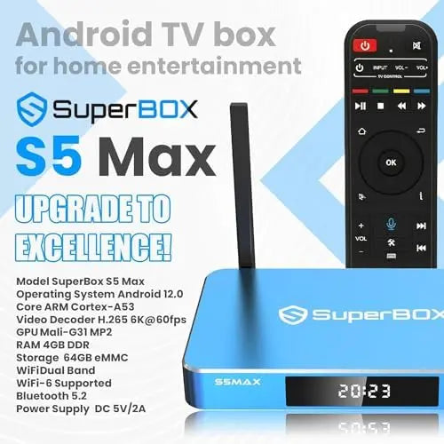 Bundle Box S5 MAX 2024 Pack 1 Voice Full Keyboard Remote 2 HDMI TF Card LED Light Strip  Easy Install & Phone Support Included