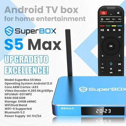 Bundle Box S5 MAX 2024 Pack 1 Voice Full Keyboard Remote 2 HDMI TF Card LED Light Strip  Easy Install & Phone Support Included