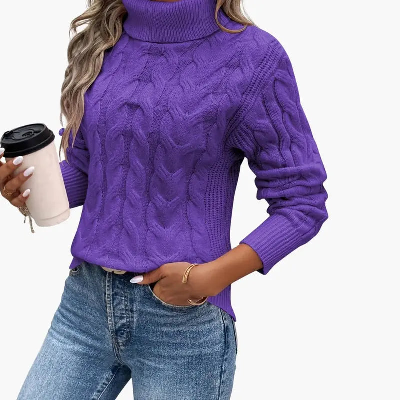 Women’s Traditional Cable-Knit Turtleneck Sweater