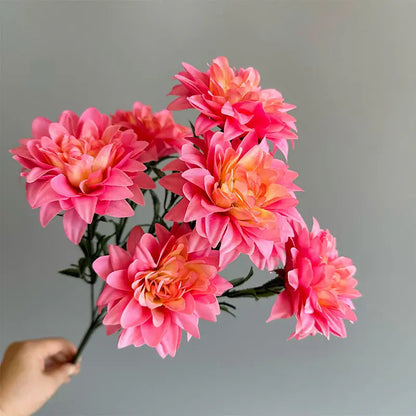 Dahlia-Inspired Silk Bouquet  Mixed Rose and Peony Arrangement for Desktop & Interior Styling