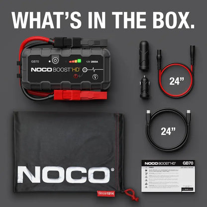 2000A Ultra-Safe Jump Starter  Lithium 12V Booster Pack with Power Bank Function, Jumper Cables & Engine Compatibility up to 8.0L Gas / 6.0L Diesel