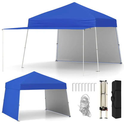 9.2′ x 14′ Pop-Up Canopy Tent  UPF50+ Outdoor Shelter with Two Sidewalls & Adjustable Slant Legs