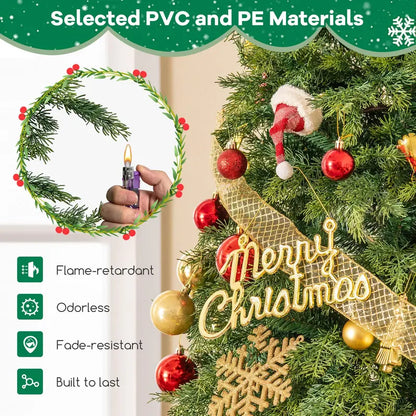 6-Foot Pre-Lit Artificial Christmas Tree Featuring 300 Dual-Color LEDs, 11 Lighting Modes & Remote Control