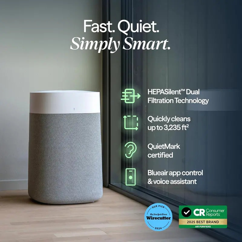 Blueair Blue Pure 211i Max Air Purifier: HEPASilent Smart Filtration for Large Rooms (3,048 sq. ft/hr), Allergen, Mold, Smoke & Pet Dander Capture