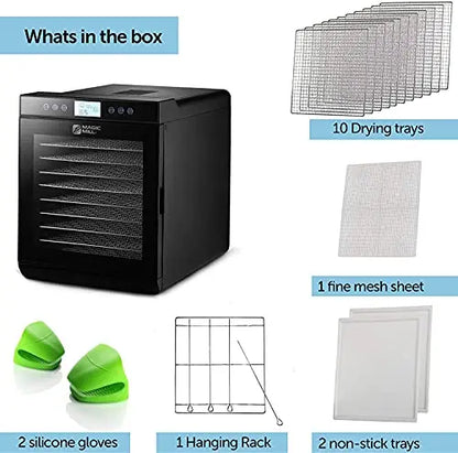 Magic Mill Food Dehydrator Machine with Digital Adjustable Timer, Dryer for Jerky, Herb, Meat