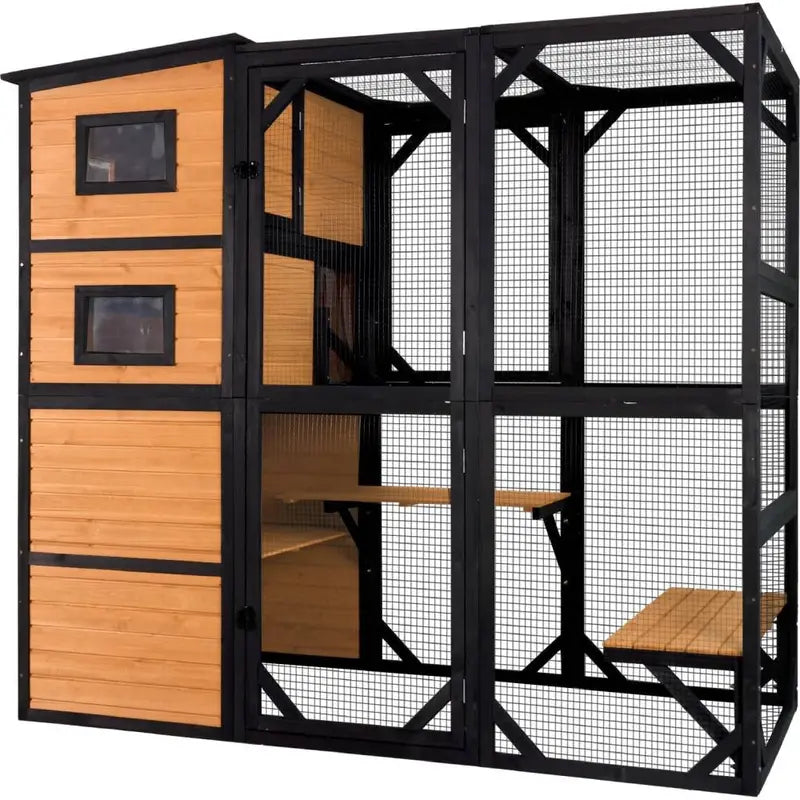 Aivituvin 4-Tier Weatherproof Cat Catio  70″H x 77″L Outdoor Enclosed Play Space