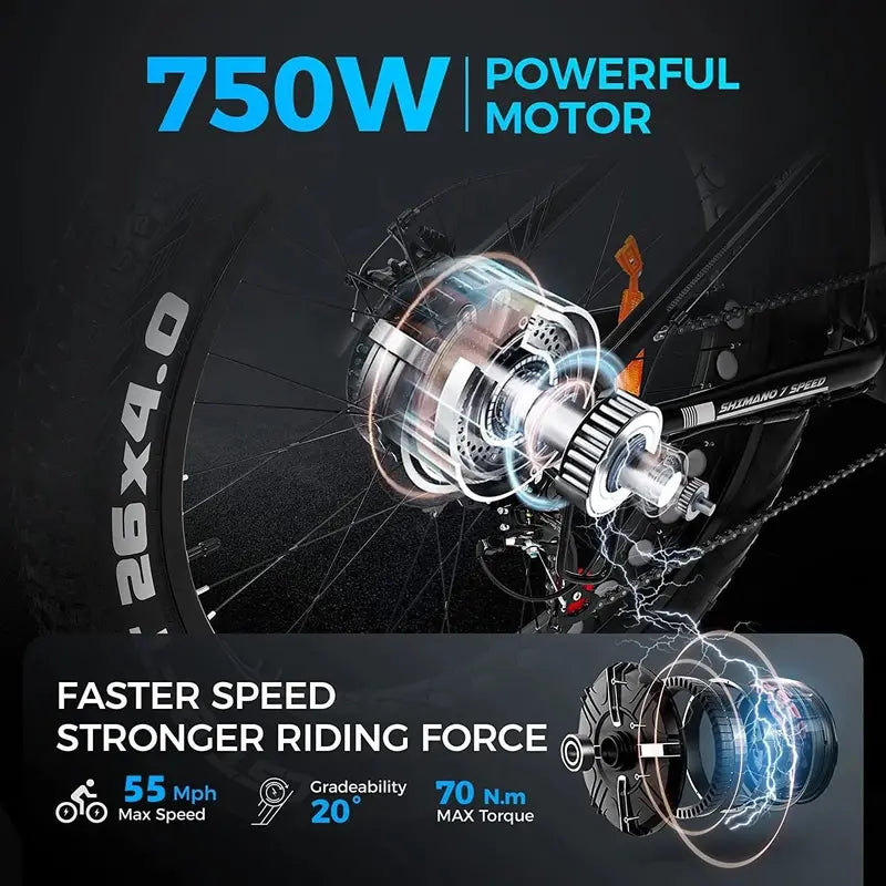 All-Terrain Electric Bicycle  48V/15Ah Lithium Battery, Long-Range Outdoor Commuting E-Bike
