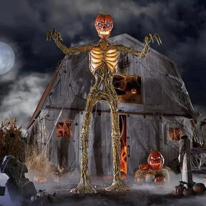 Home Accents 12-Foot Giant Inferno Pumpkin Skeleton with LCD Eyes & Posable Arms for Halloween Display