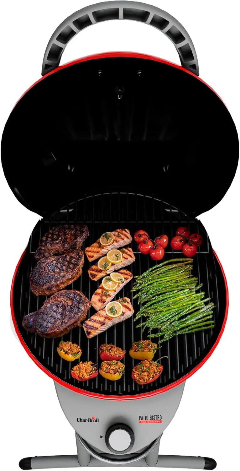 Compact Red Electric Grill for Indoor and Outdoor Cooking