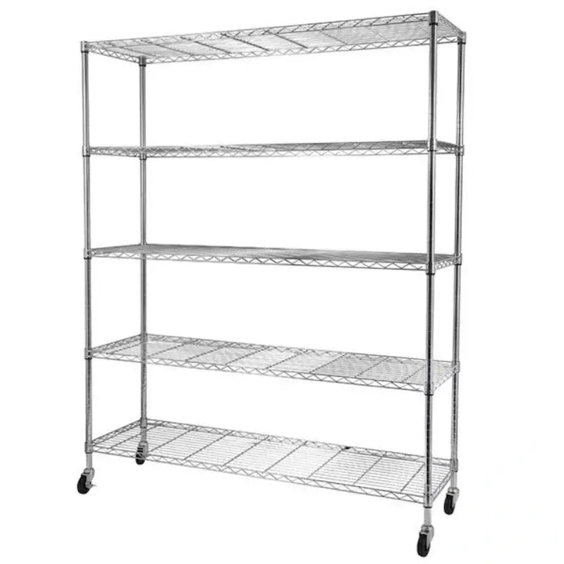 Mobile 5-Tier Wire Shelving Unit  59″L x 17.7″W x 70.9″H with Casters