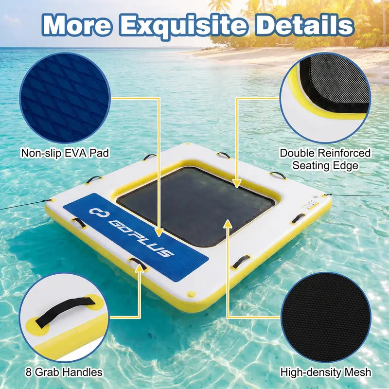8′ x 8′ Inflatable Swim Platform  Floating Dock with 6-Inch Cushioned Thickness