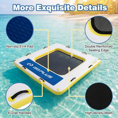 8′ x 8′ Inflatable Swim Platform  Floating Dock with 6-Inch Cushioned Thickness