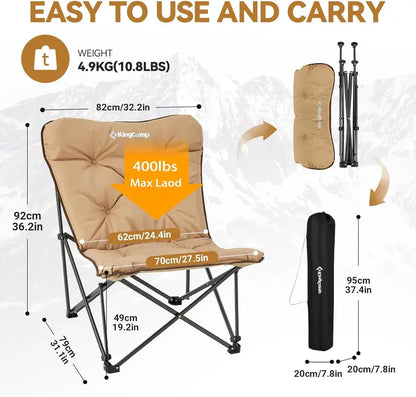 KingCamp Butterfly Chair — Oversized Padded Outdoor Folding Seat with 400-LB Capacity & Carry Bag