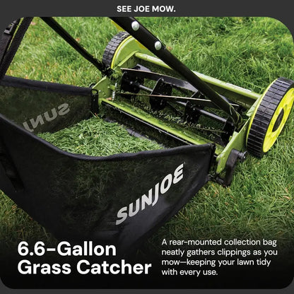 18-Inch Manual Reel Lawn Mower with Grass Catcher  Eco-Friendly, Quiet, and Low-Maintenance Push Mower