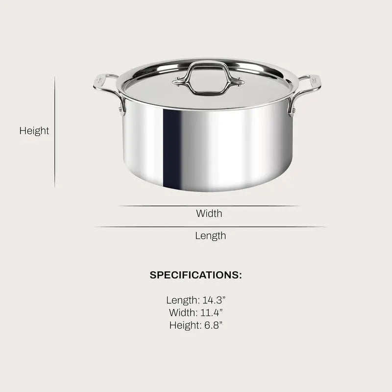 All-Clad D3 Stainless Steel 8-Quart Stockpot with Lid  Induction-Compatible & Oven-Safe