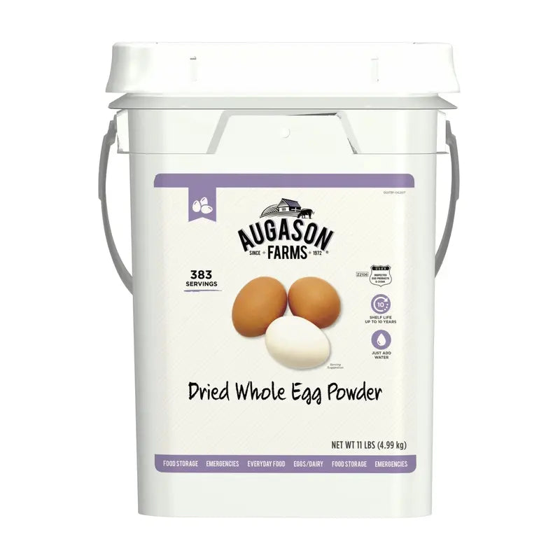 Augason Farms Whole Egg Powder  11 lb Emergency Food Supply, 383 Servings, 4-Gallon Pail