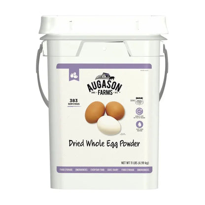 Augason Farms Whole Egg Powder  11 lb Emergency Food Supply, 383 Servings, 4-Gallon Pail