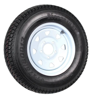 2-Pack ST175/80D13 Trailer Tires on White Spoke Rims  Load Range C, 5-Lug Mounting