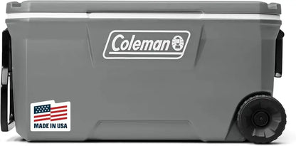 Coleman 100-Quart Insulated Rolling Cooler  Leak-Proof Hard-Sided Outdoor Cooler with 5-Day Ice Retention