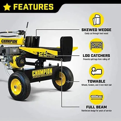 Champion 100251 25-Ton Gas-Powered Log Splitter  Dual-Position (Horizontal/Vertical) with Auto-Return