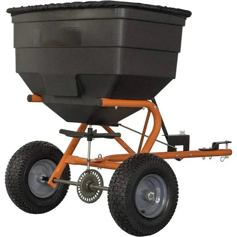 Tow-Behind Broadcast Spreader  185-Pound Capacity for Lawns, Fields & Landscaping