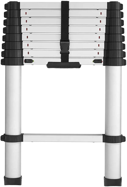 SmartClose Telescoping Aluminum Ladder  12.5 ft Extendable, 16 ft Max Reach, 300-lb Capacity