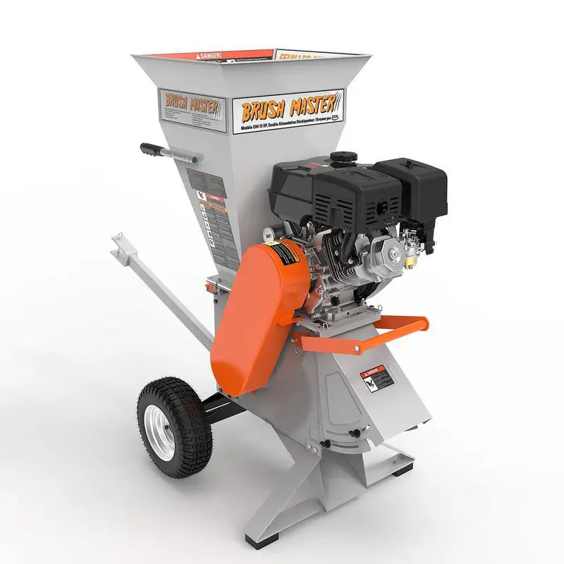 Brush Master 15 HP Chipper Shredder  4-Inch Feed Capacity, Trailer Hitch Mount & Safety Gear Included
