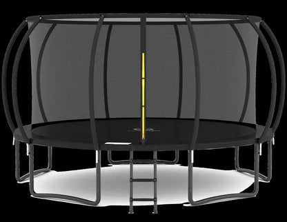 Jumpzylla 16-Foot Enclosed Trampoline with Dual-Tone Safety Pad  ASTM-Certified, Stable 4-Leg Design