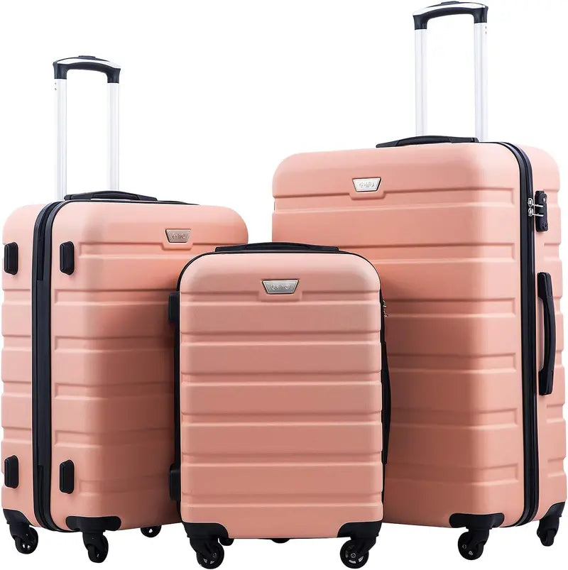 Coolife 3-Piece Lightweight Spinner Luggage Set  Hardshell Suitcases with TSA Locks