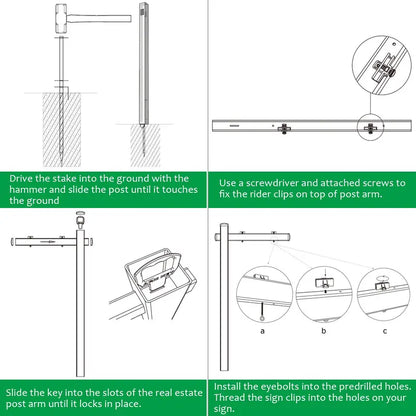 6-Foot Vinyl UPVC Real Estate Sign Post for Yard Displays and Open House Signs
