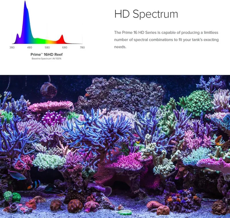 AquaIllumination Prime 16 HD LED Aquarium Light  Saltwater-Optimized, Full-Spectrum White Output