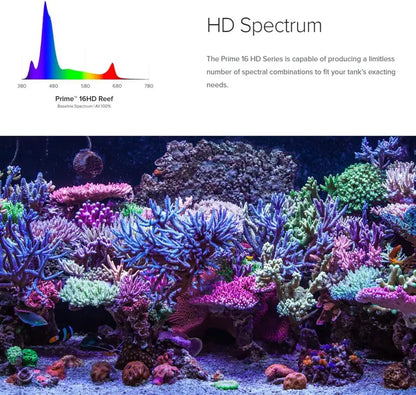 AquaIllumination Prime 16 HD LED Aquarium Light  Saltwater-Optimized, Full-Spectrum White Output