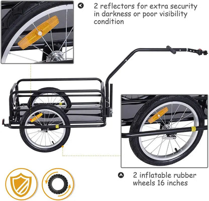 Aosom Foldable 80-Lb Capacity Bike Cargo Trailer with 16-Inch Wheels and Universal Hitch  Black