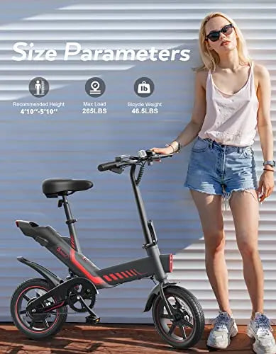 Sailnovo 14-Inch Folding Electric Bike  Lightweight E-Bike for Teens and Adults with Built-in Battery