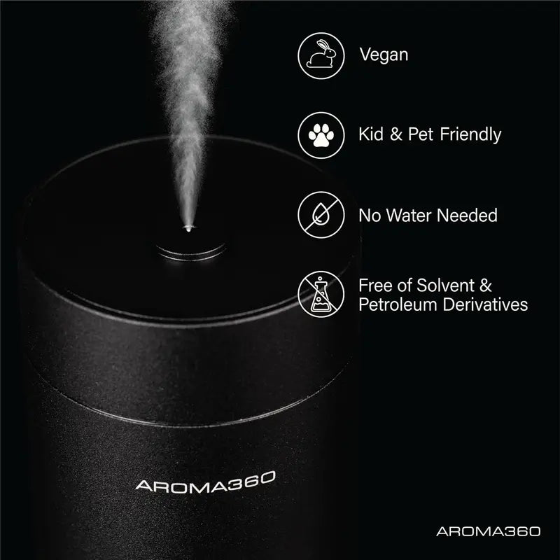 Wireless Pro Portable Essential Oil Diffuser, Midnight Black  Cordless, Covers 600 sq ft, Remote Controlled  Ideal for Home & Office Aromatherapy