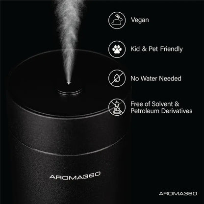 Wireless Pro Portable Essential Oil Diffuser, Midnight Black  Cordless, Covers 600 sq ft, Remote Controlled  Ideal for Home & Office Aromatherapy