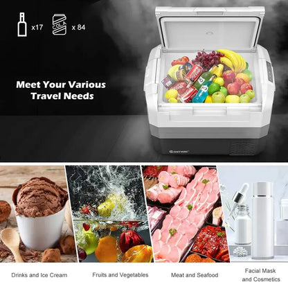 58-Quart Dual-Zone Portable Fridge Freezer — -14.8°C to 50°C, Two-Way Door, RV & Outdoor-Ready Compressor Cooler
