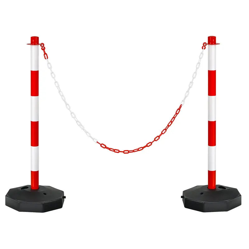 2-Pack Fillable Delineator Posts with Octagonal Bases and 5-Foot Connectable Chains